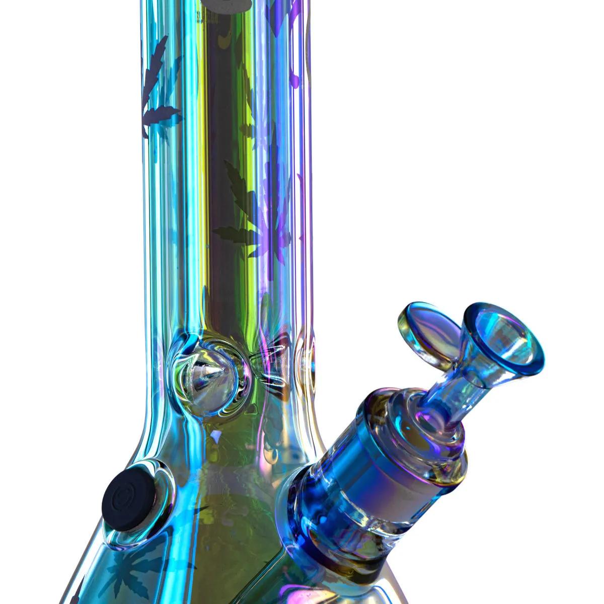 Black Leaf Beaker Ice Bong Rainbow