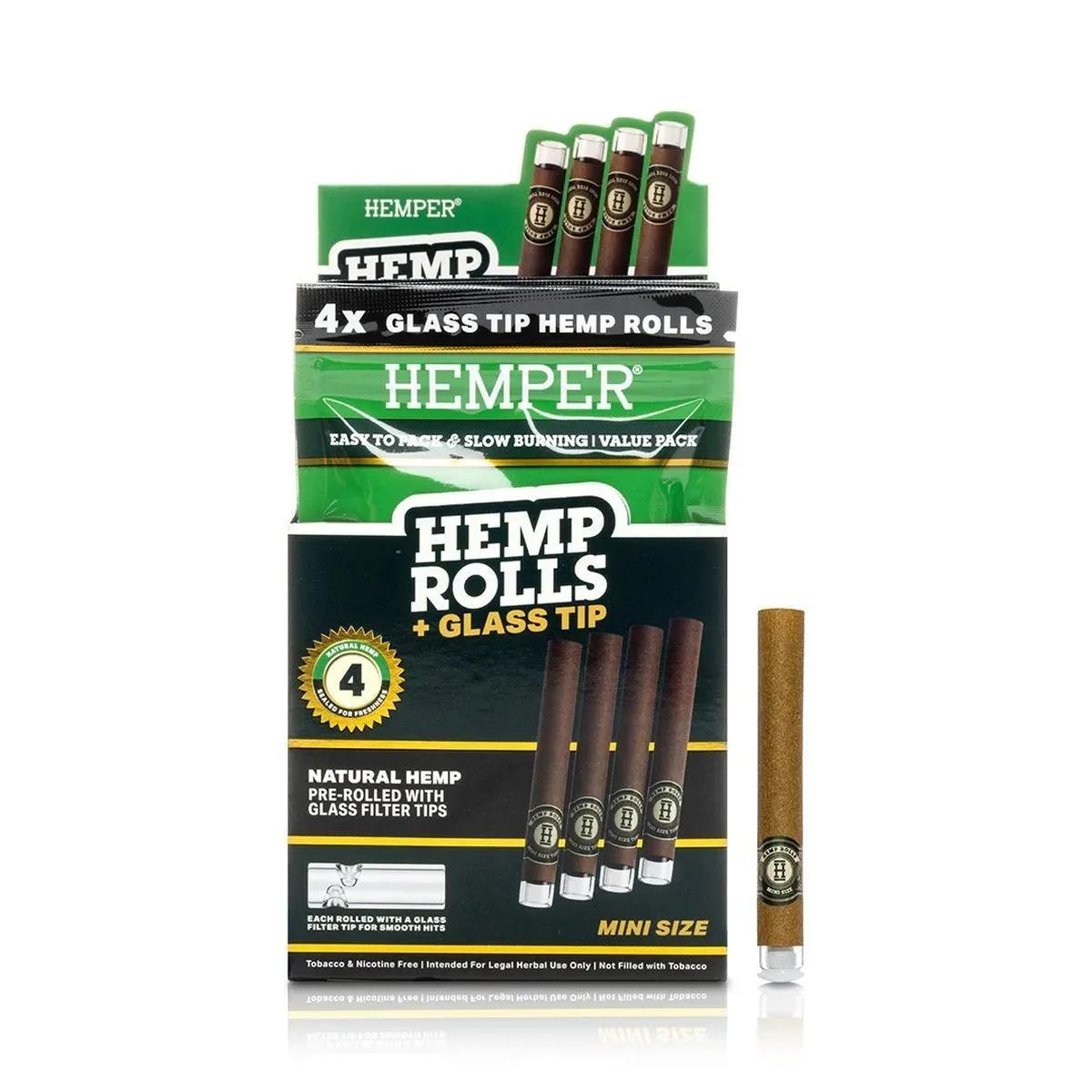 Hemper Mini Rolls předbalené konopné blunty se skleněným náustkem 4 ks