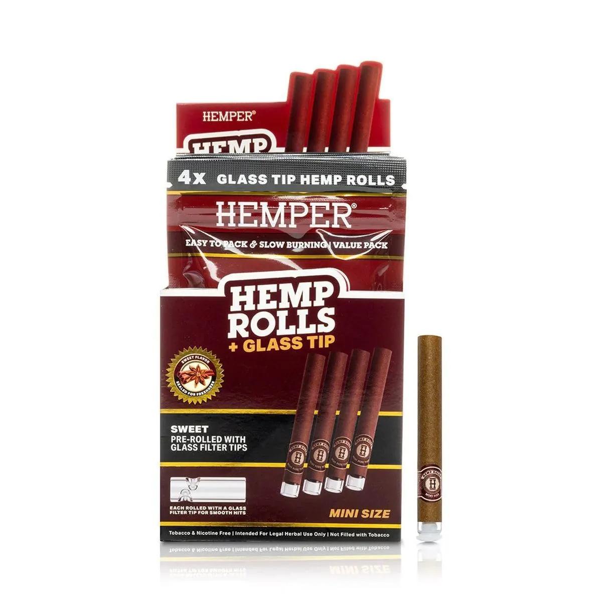 Hemper Mini Rolls předbalené konopné blunty se skleněným náustkem 4 ks