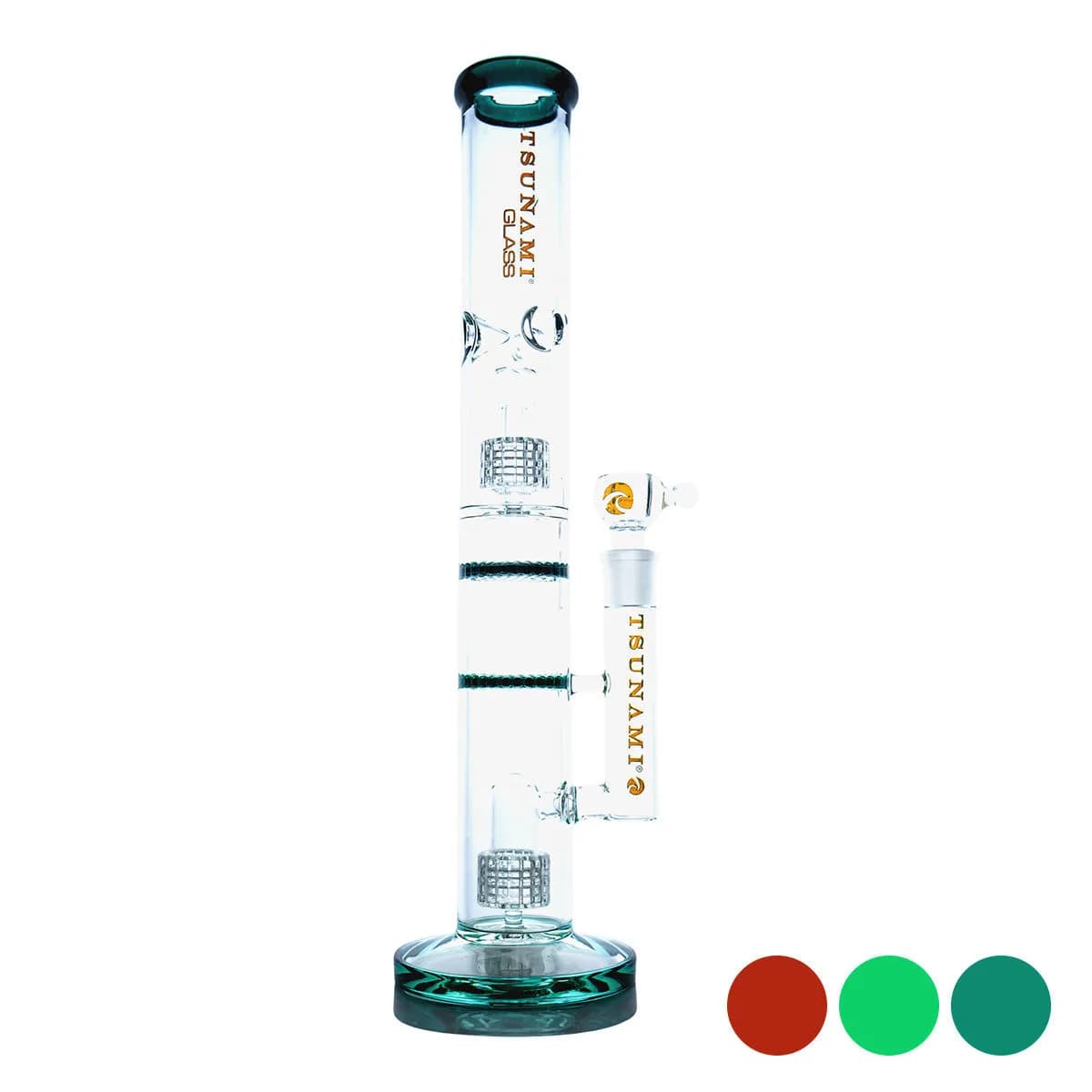 Bong s dvojitou kupolovou matricí a dvojitým voštinovým perkolátorem 16'' (Tsunami Glass)