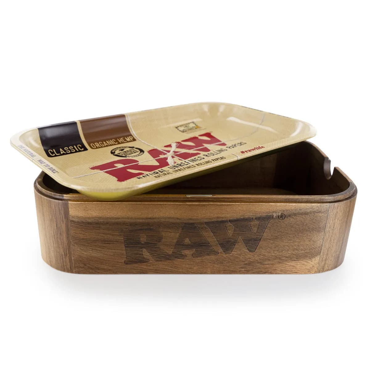 RAW dřevěný úložný box s víkem-podtáckem