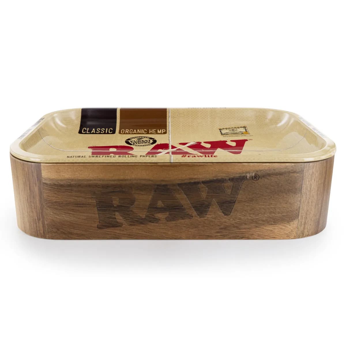 RAW dřevěný úložný box s víkem-podtáckem