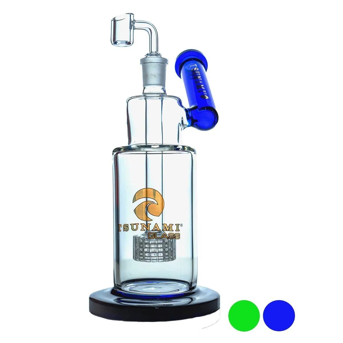 Dab Rig s bočním hrdlem a showerhead perkolátorem 10'' (Tsunami Glass)